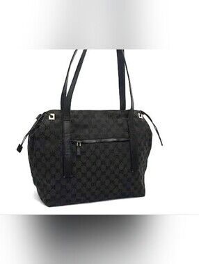 Vintage Gucci Black GG Monogram Canvas Tote Bag